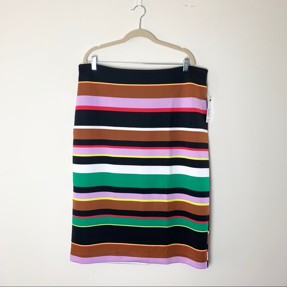 NWT Worthington Multicolor Striped Scuba Skirt 18W - Picture 2 of 5